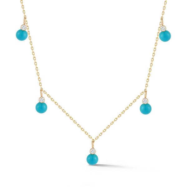 5 DOT TURQUOISE AND DIAMOND NECKLACE