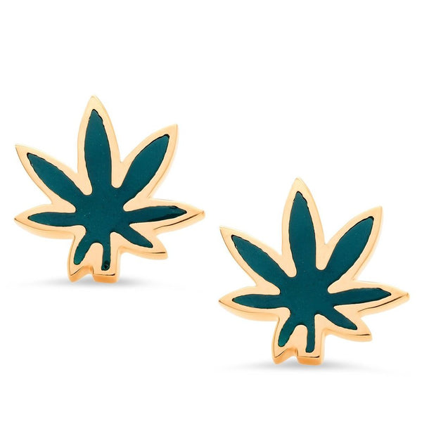Cannabis Leaf Enamel Studs