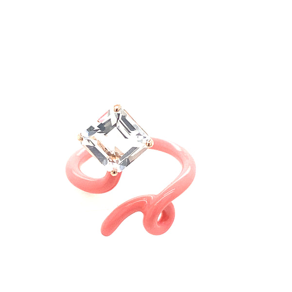 SQUARE TENDRIL RING - LIGHT PINK