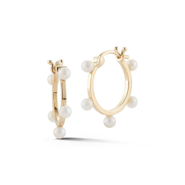 SMALL DOT HOOPS - PEARL