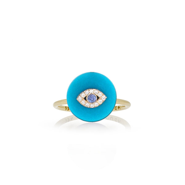 Co-Exist Evil Eye on Gemstone Ring