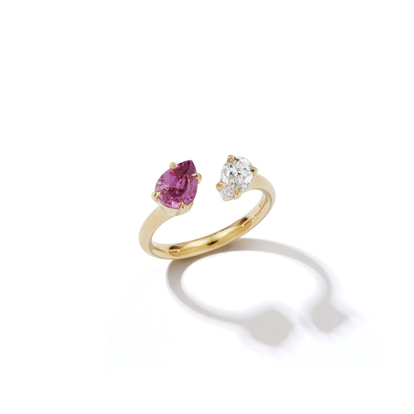 Prive Pink Sapphire and Diamond pear Yin Yang Ring
