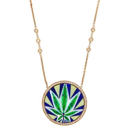 Sweet Leaf Opal Inlay Necklace