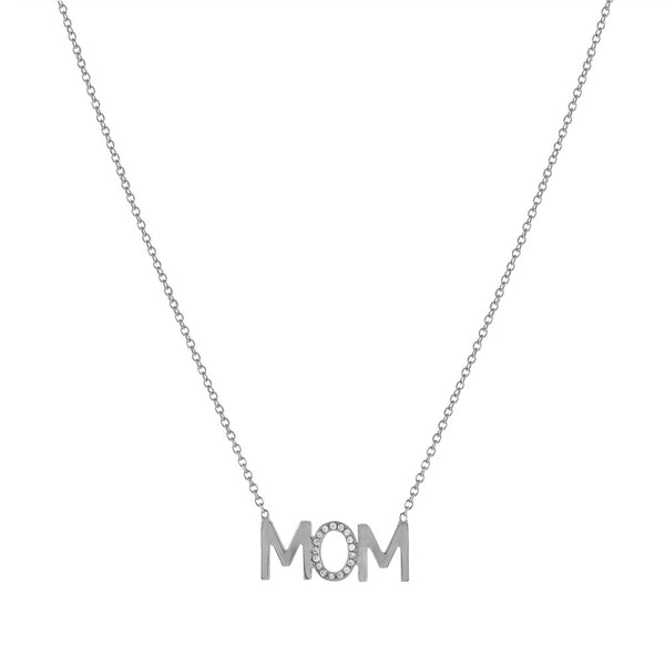 MOM Diamond Accent Mini Nameplate Necklace