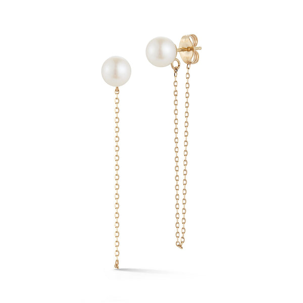 PEARL STUD WITH CHAIN DROP EARRINGS
