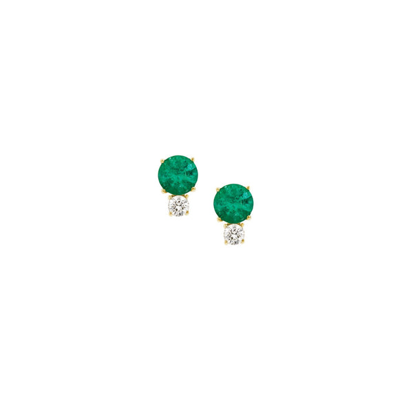 Prive Petite Emerald and Diamond Studs