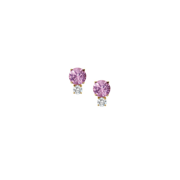 Prive Petite Pink Sapphire and Diamond Studs