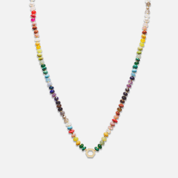 18" MULTI BEAD AND GOLD FOUNDATION NECKLACE