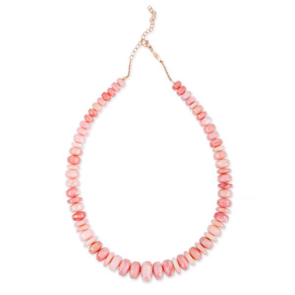 GRADUATED PINK OPAL CYLINDER BEADED NECKLACE