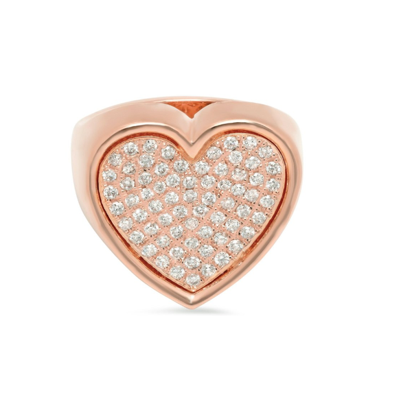 Heart Surface Ring with Diamonds
