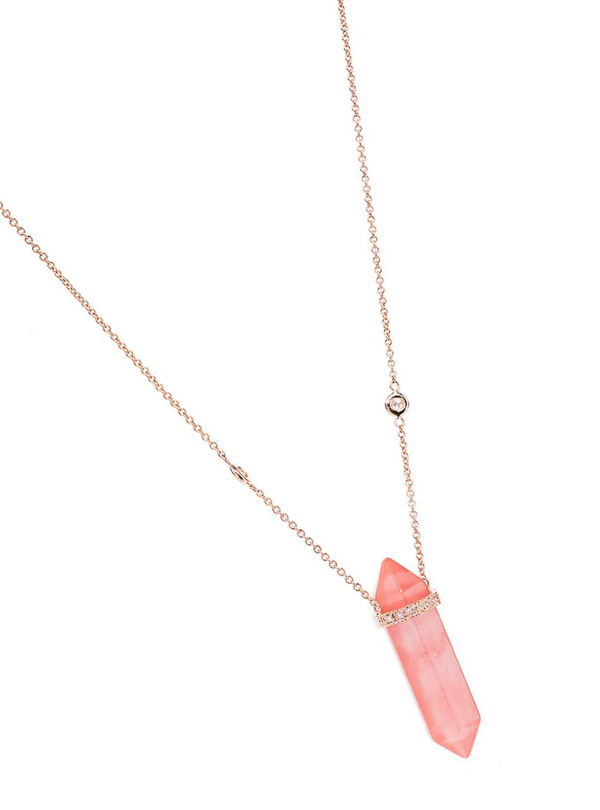 Strawberry Quartz double point crystal necklace