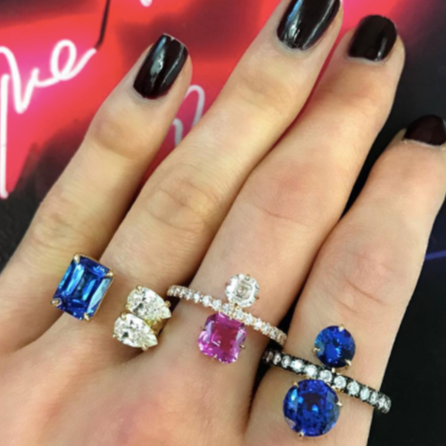 Prive Pink Sapphire and Asscher Cut Diamond Ring