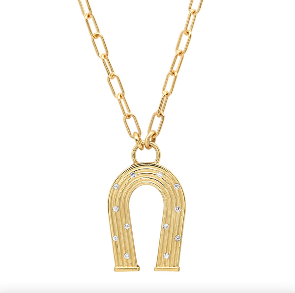 MINI REEDED GOLD AND DIAMONDS MANIFEST NECKLACE